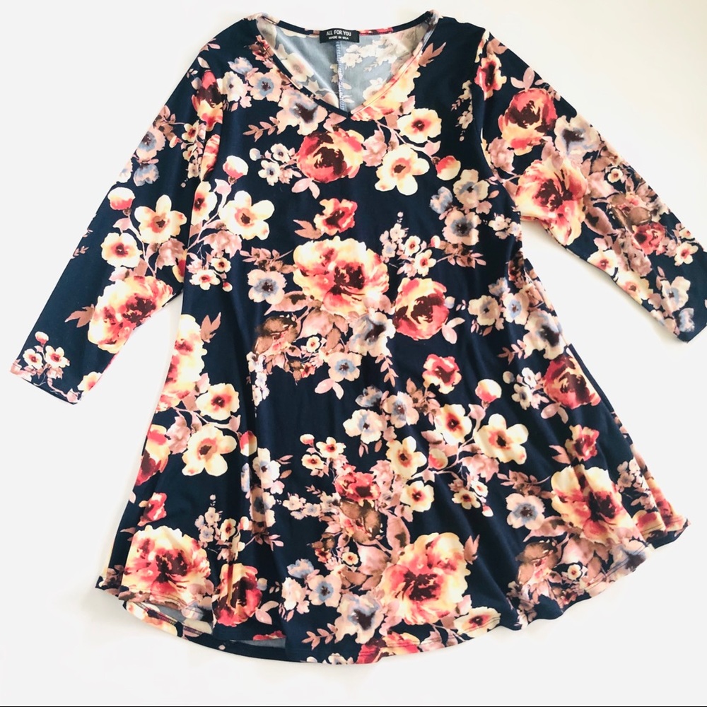 All For You Floral Skater Dress Women's Size S